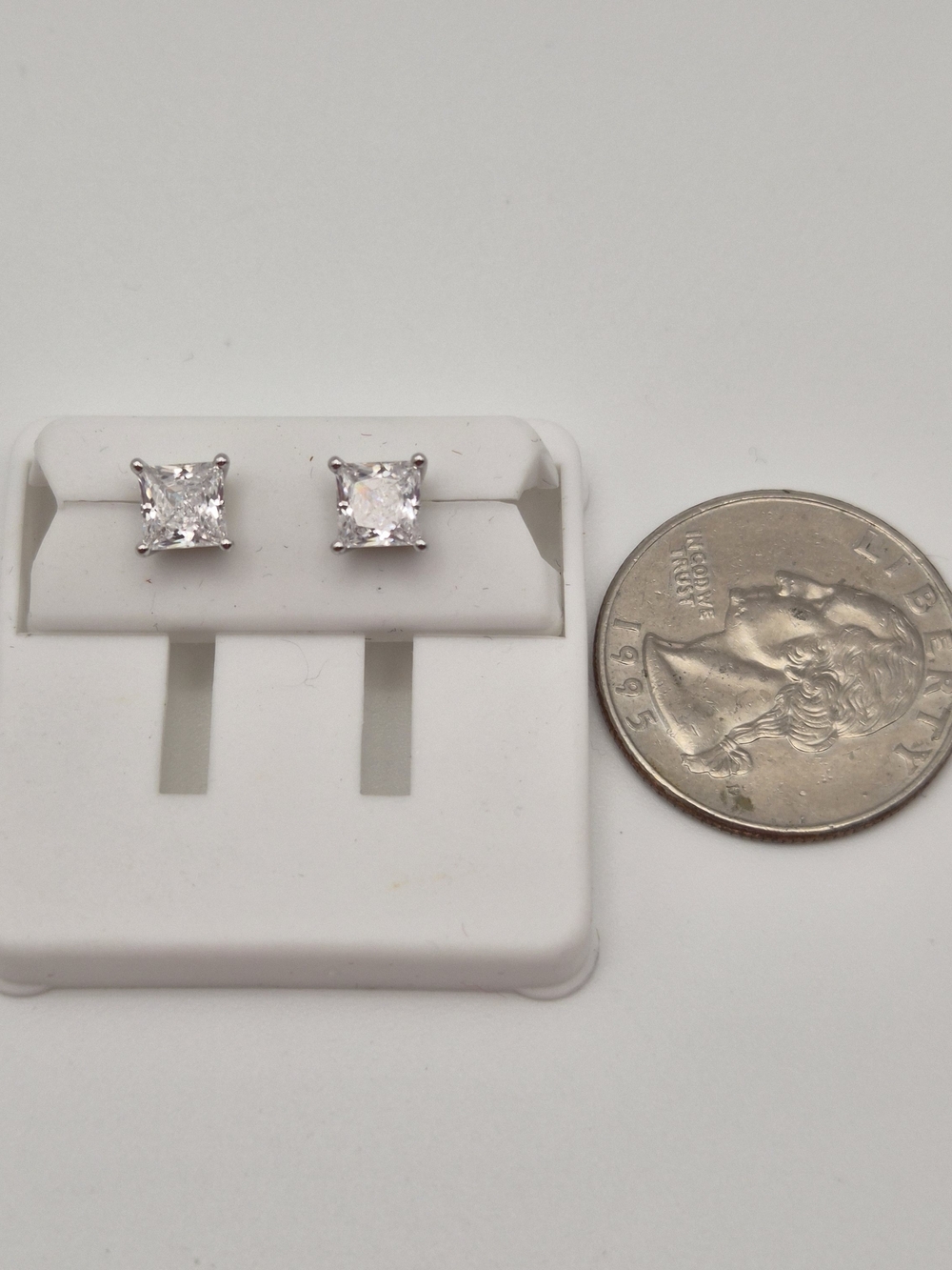 Classic Square CZ Stud Earrings in Sterling Silver